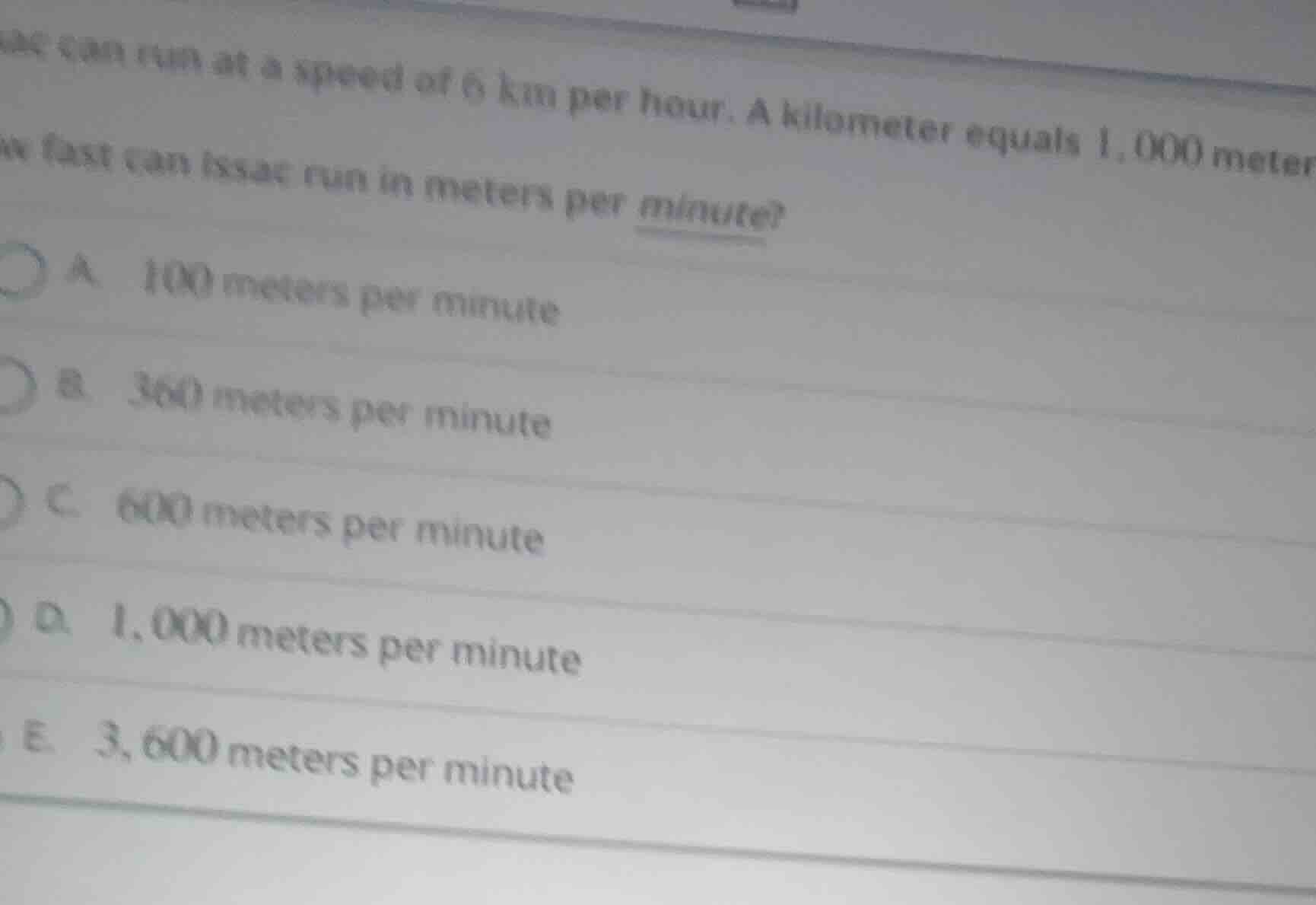 can run at a speed of 6 km per hour. a kilometer equals 1,000 meters. h…