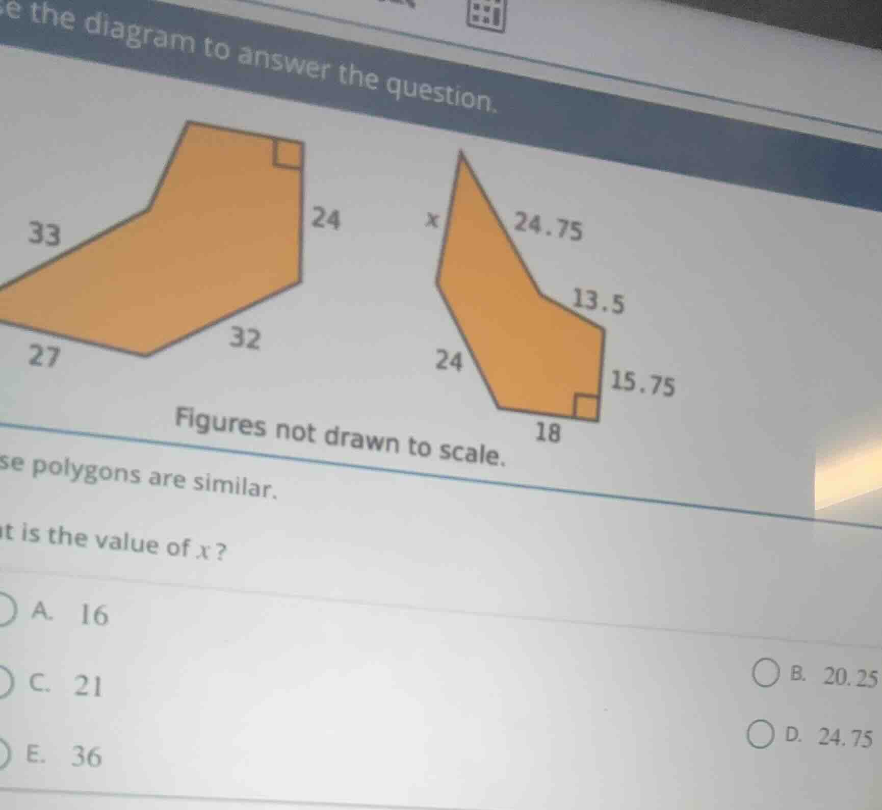 se the diagram to answer the question. (image of two similar polygons, …