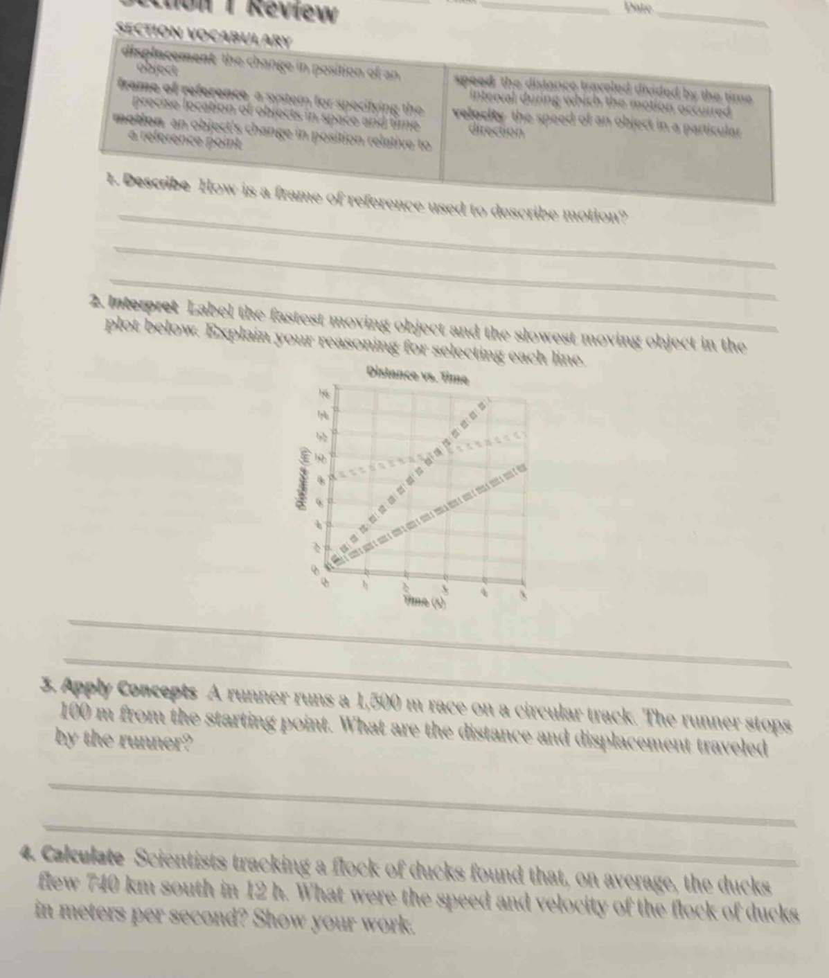 section vocabulary displacement the change in position of an object fra…