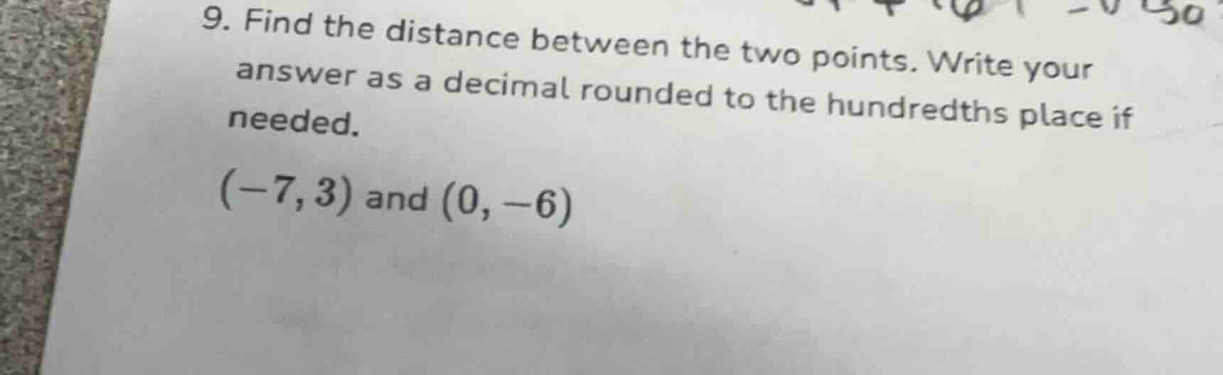 9. find the distance between the two points. write your answer as a dec…