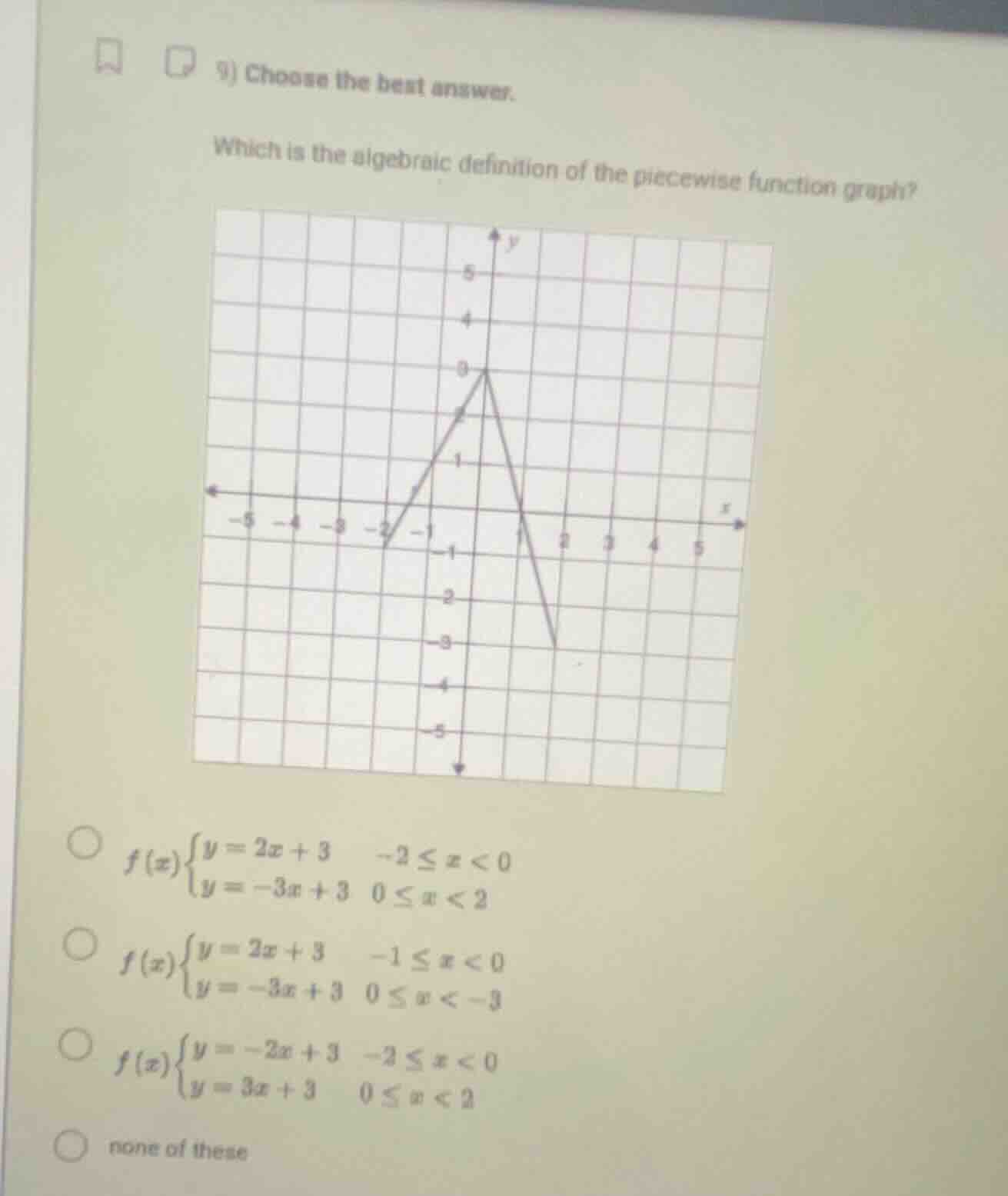 9) choose the best answer. which is the algebraic definition of the pie…
