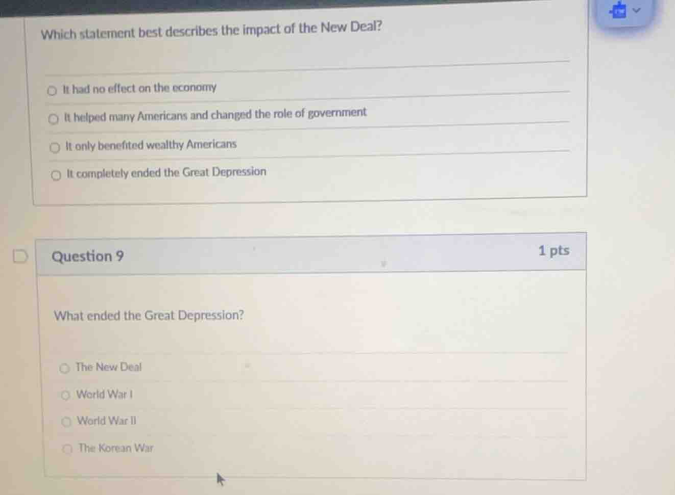 which statement best describes the impact of the new deal? - it had no …
