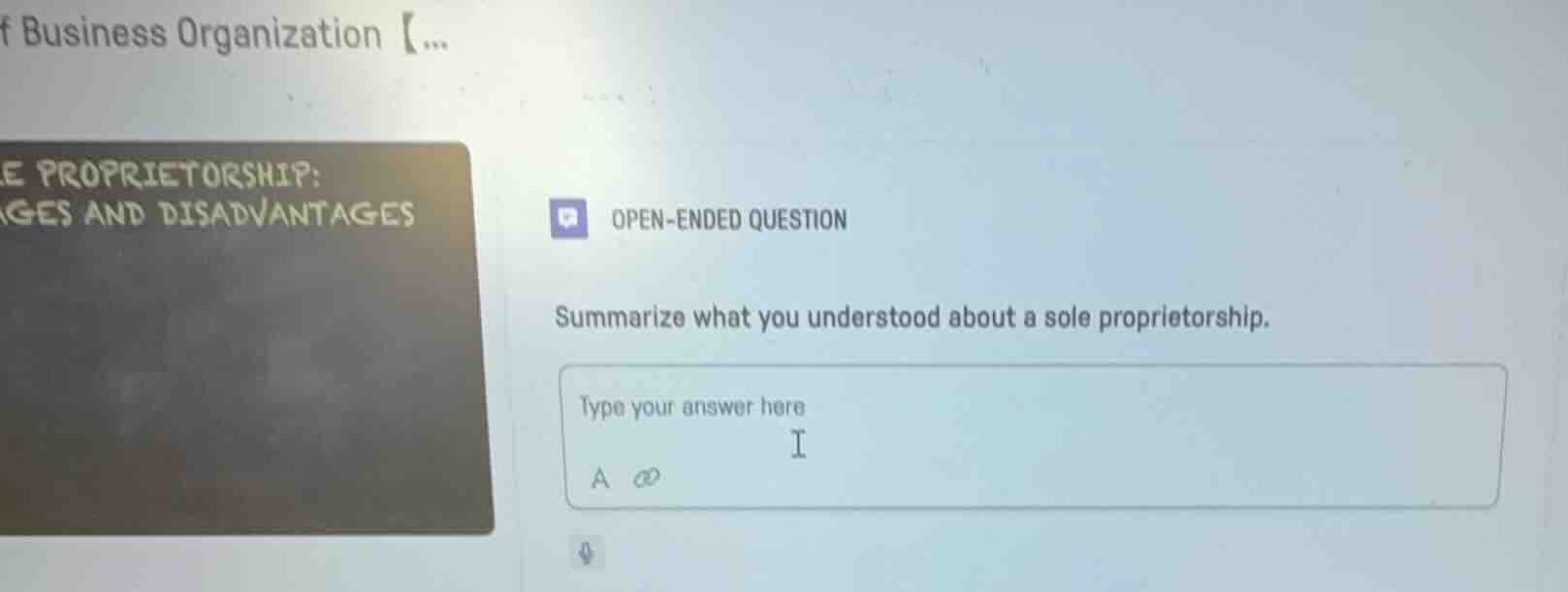 open-ended question summarize what you understood about a sole propriet…