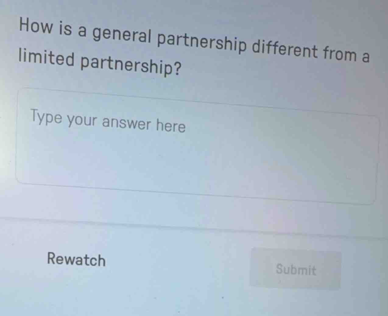 how is a general partnership different from a limited partnership? type…