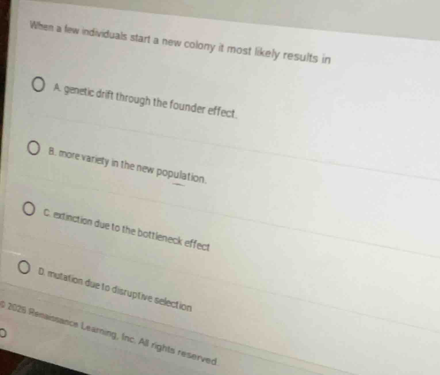 when a few individuals start a new colony it most likely results in a. …