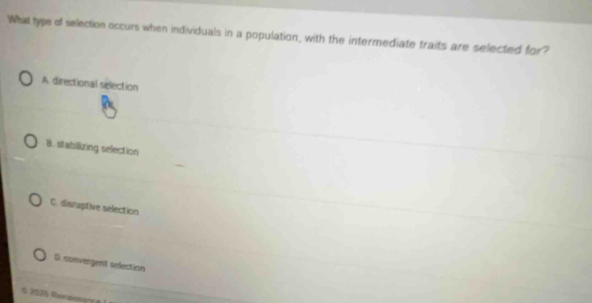 what type of selection occurs when individuals in a population, with th…