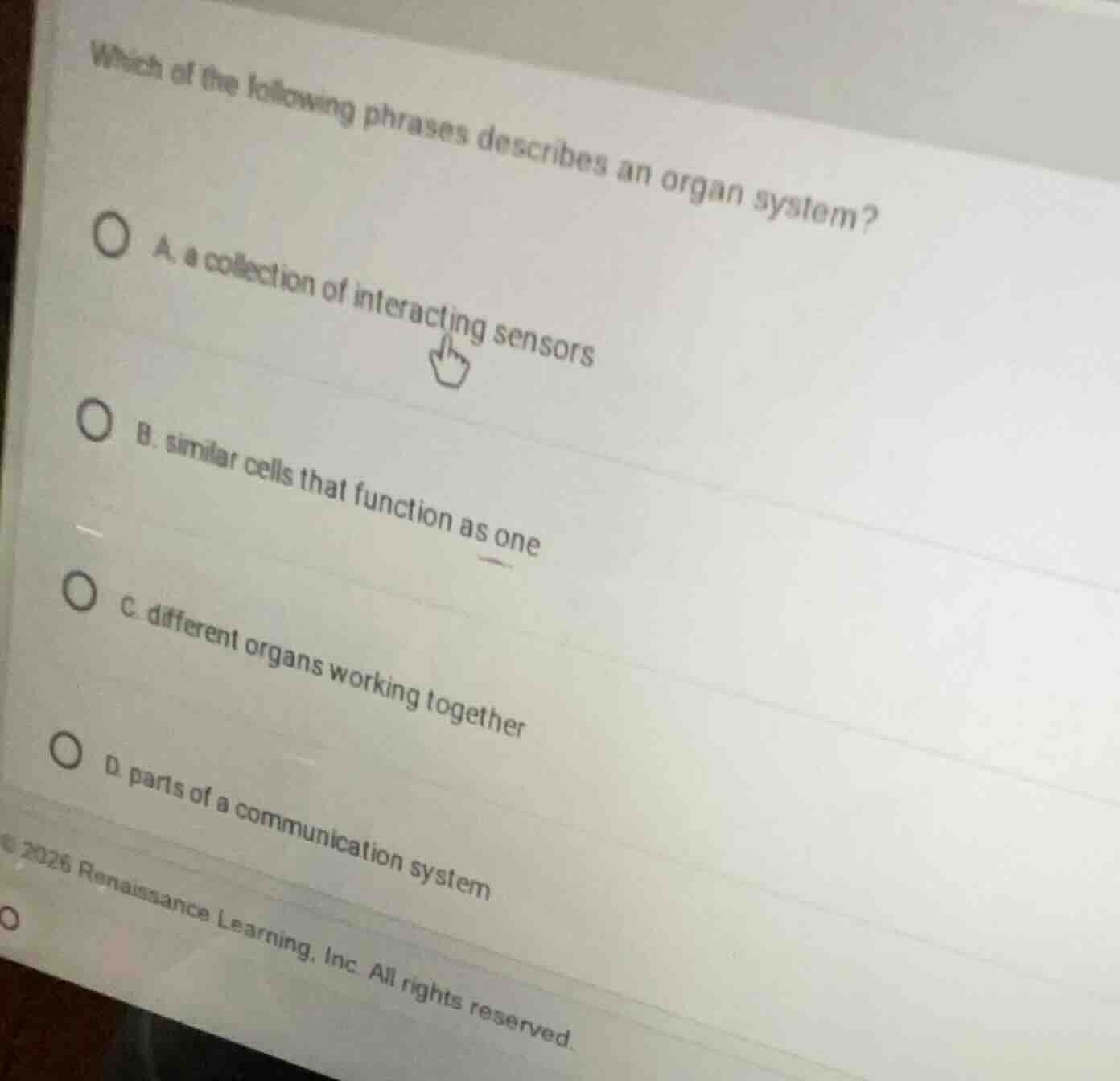 which of the following phrases describes an organ system? a. a collecti…