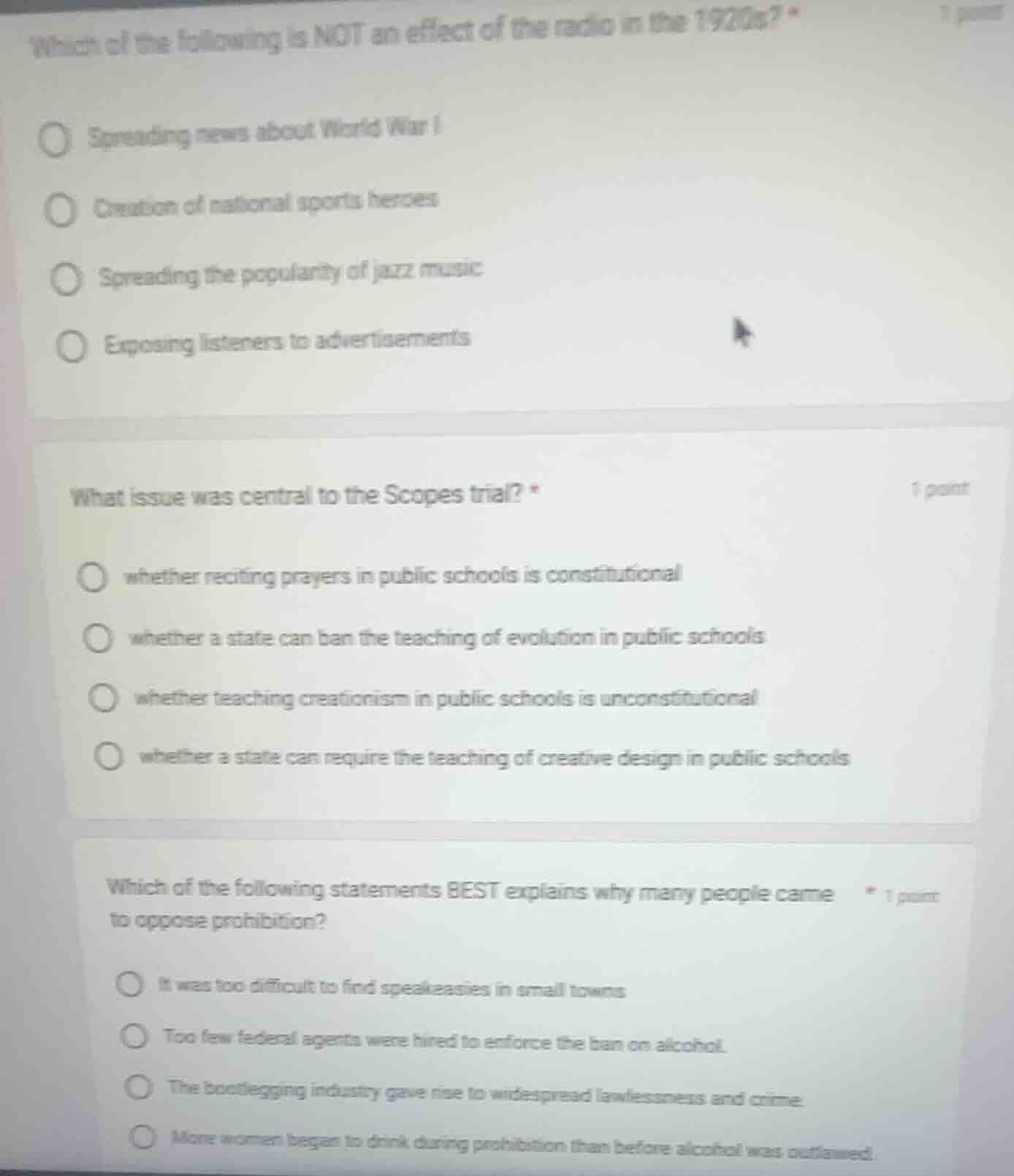 which of the following is not an effect of the radio in the 1920s? spre…