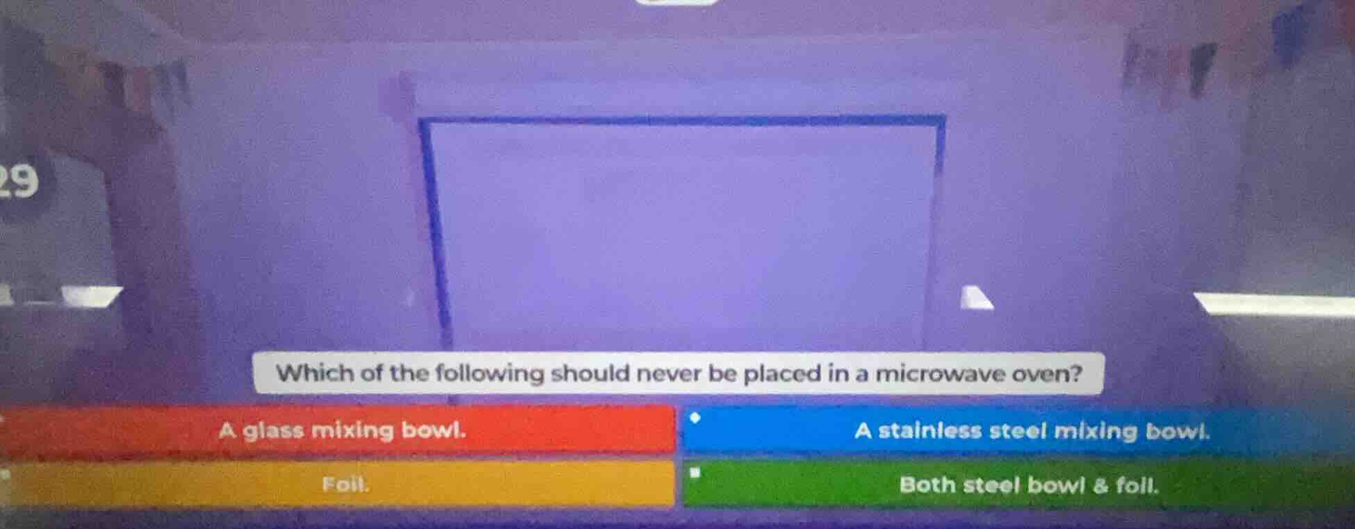 which of the following should never be placed in a microwave oven? a gl…