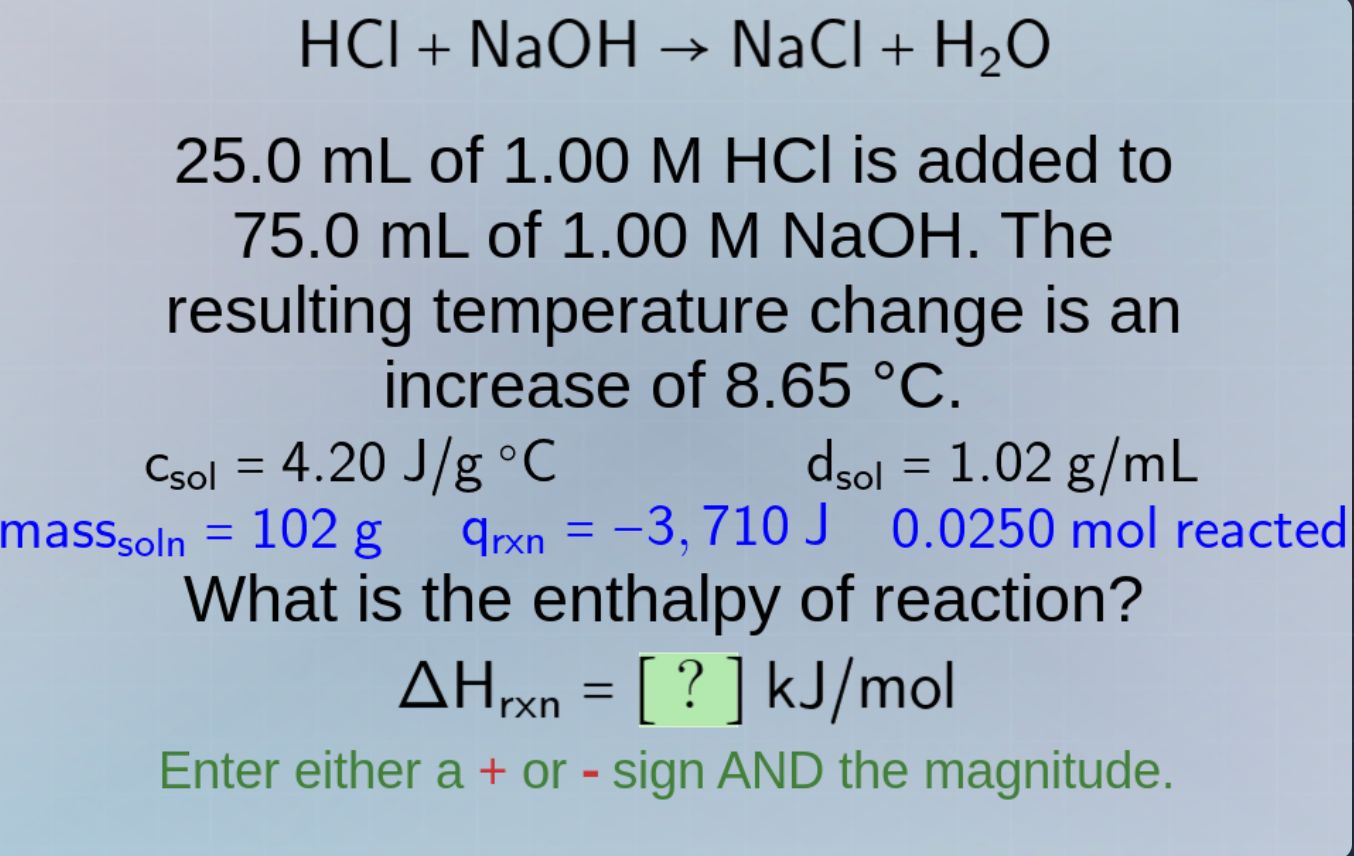 hcl + naoh → nacl + h₂o 25.0 ml of 1.00 m hcl is added to 75.0 ml of 1.…