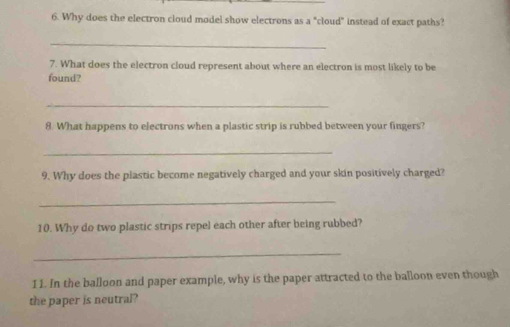 6. why does the electron cloud model show electrons as a \cloud\ instea…