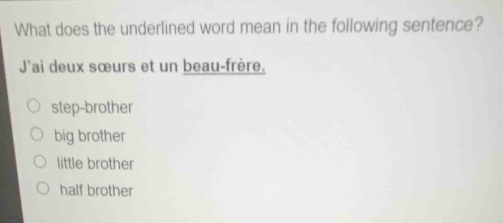 what does the underlined word mean in the following sentence? jai deux …
