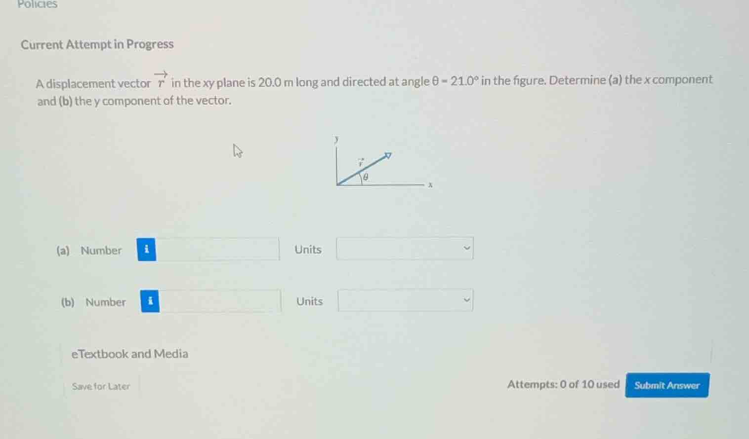 current attempt in progress a displacement vector \\( \\vec{r} \\) in t…