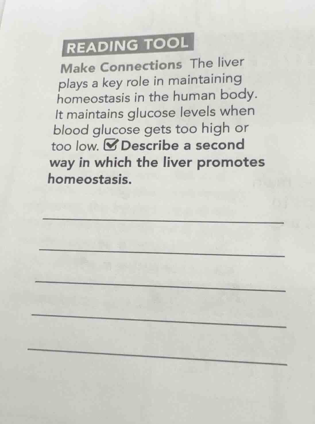 reading tool make connections the liver plays a key role in maintaining…