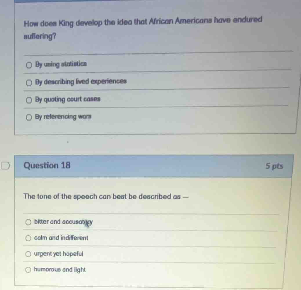 how does king develop the idea that african americans have endured suff…