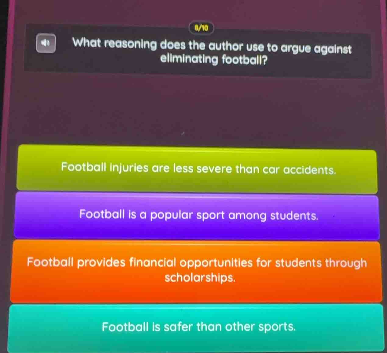what reasoning does the author use to argue against eliminating footbal…