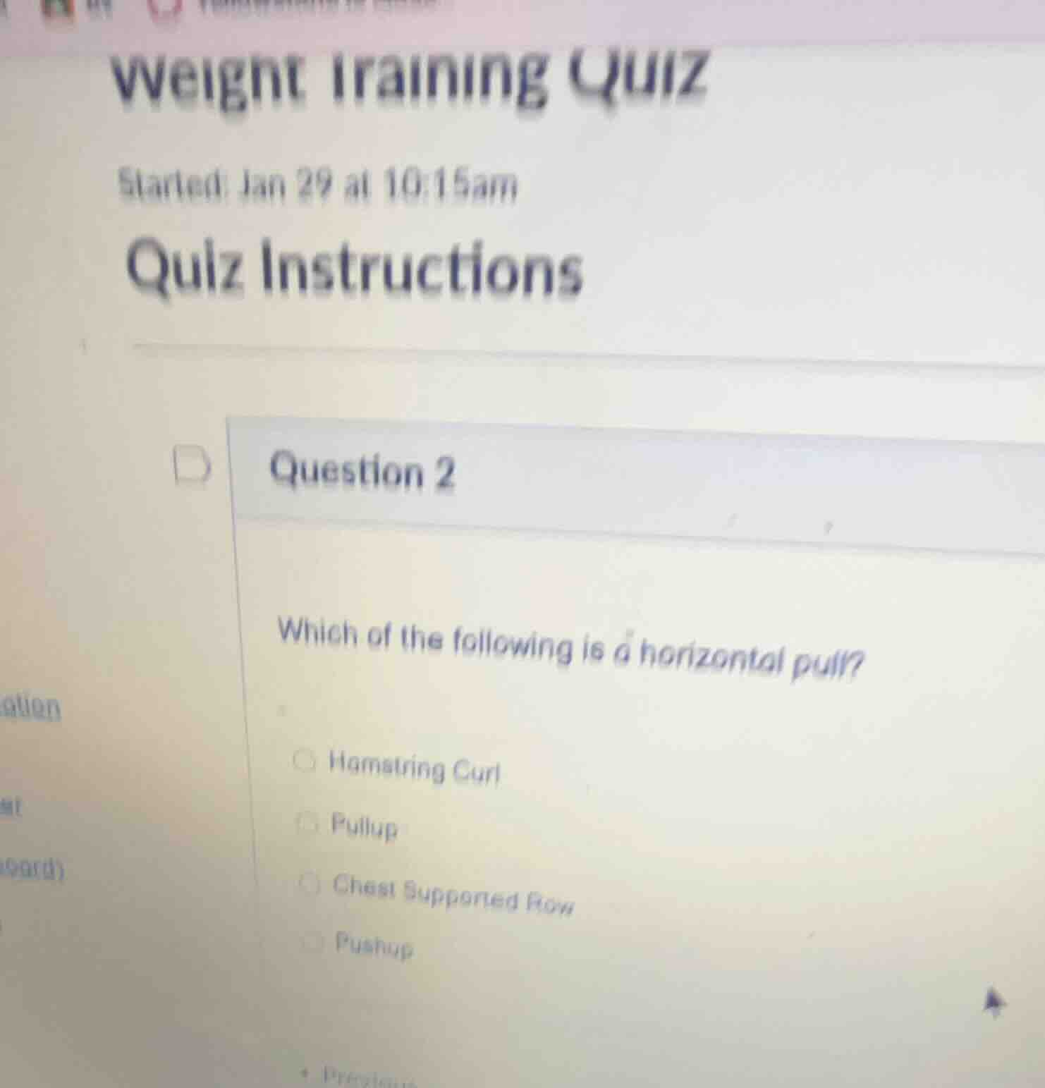 weight training quiz started: jan 29 at 10:15am quiz instructions quest…