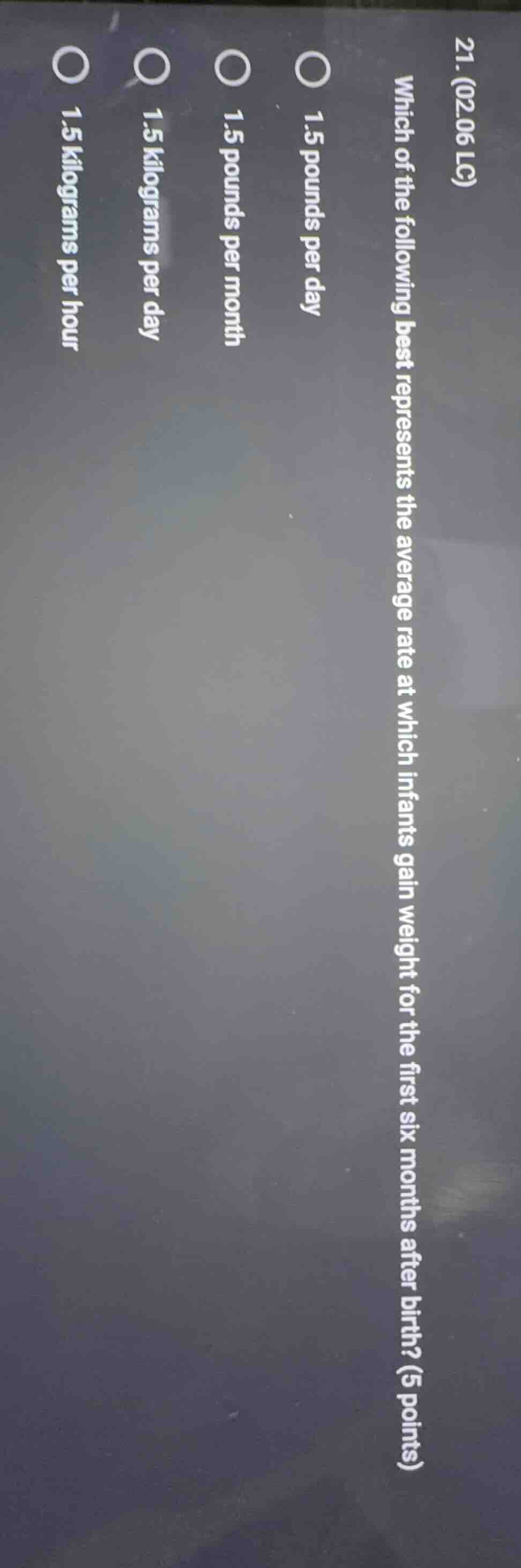 21. (02.06 lc) which of the following best represents the average rate …