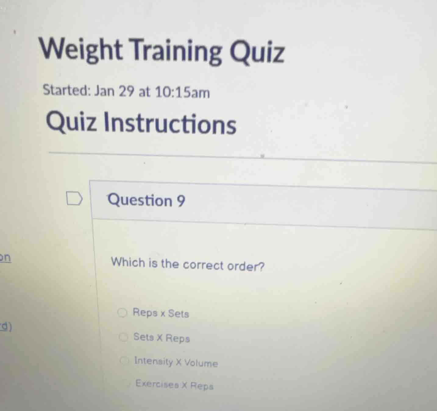 weight training quiz started: jan 29 at 10:15am quiz instructions quest…