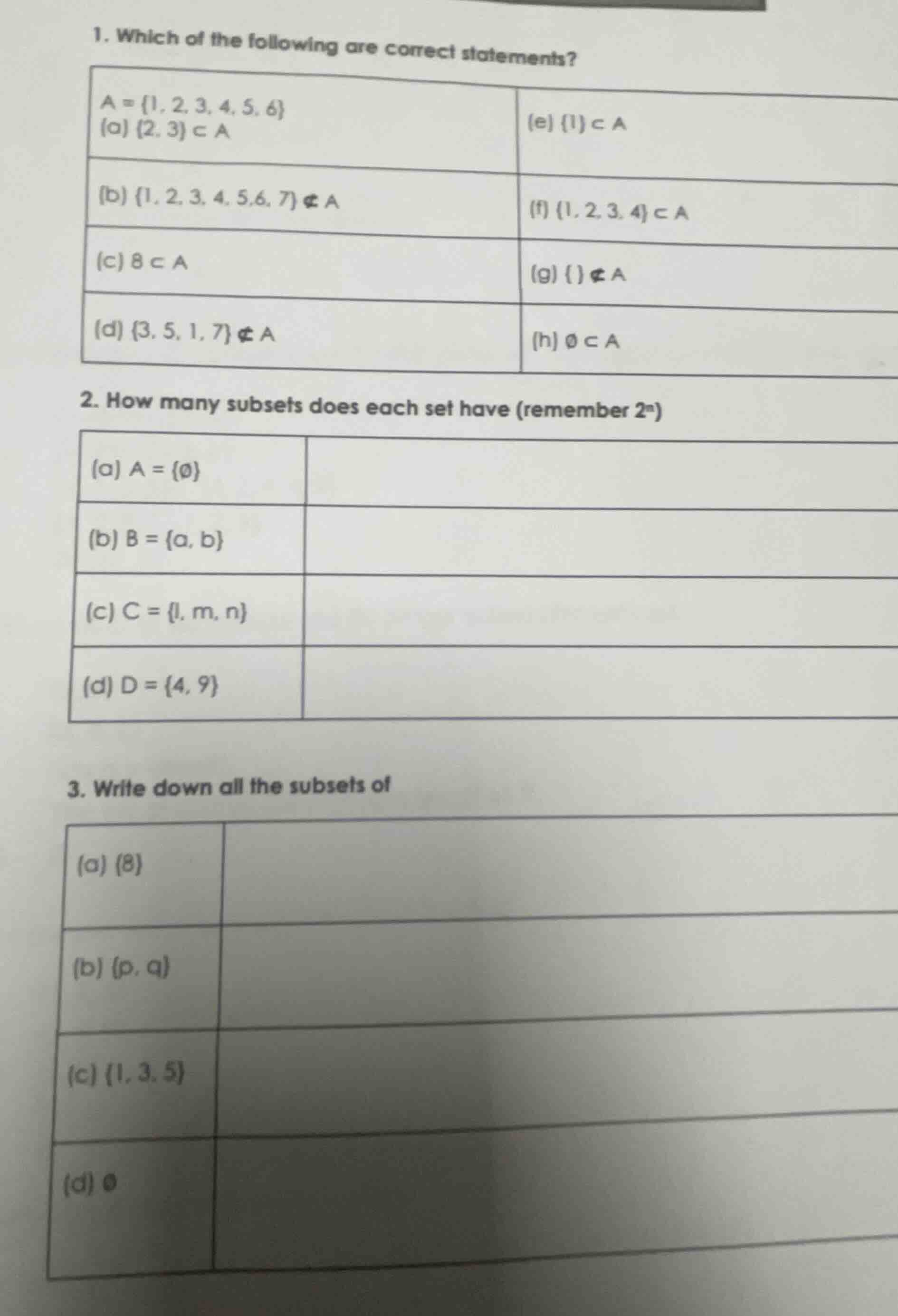 1. which of the following are correct statements? a = {1, 2, 3, 4, 5, 6…