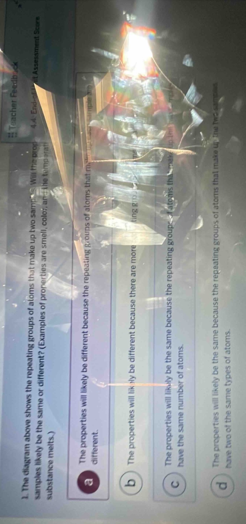 1. the diagram above shows the repeating groups of atoms that make up t…