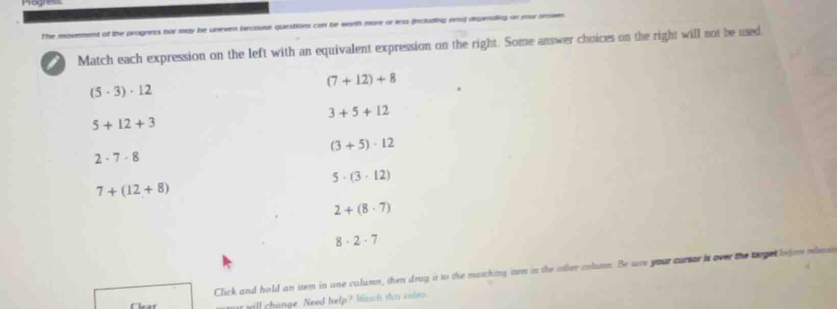 match each expression on the left with an equivalent expression on the …