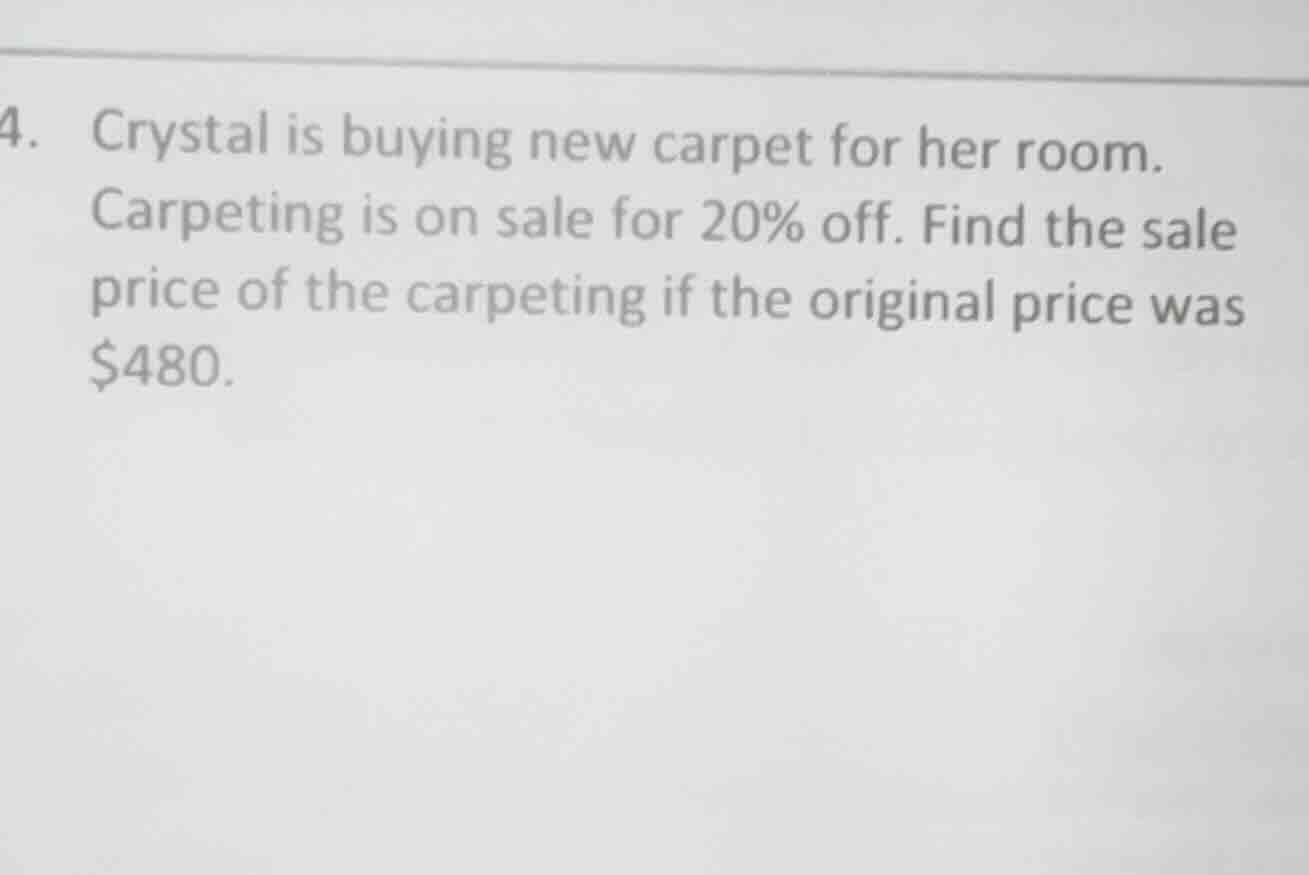 4. crystal is buying new carpet for her room. carpeting is on sale for …