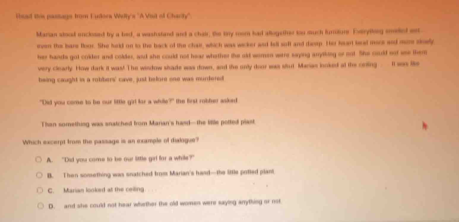 read the passage from eudora weltys a visit of charity. marian stood su…