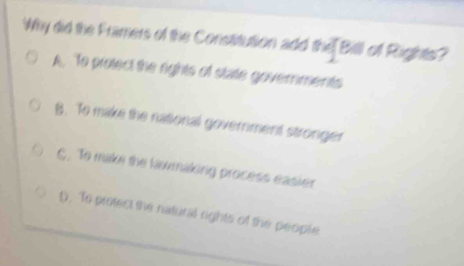 why did the framers of the constitution add the bill of rights? a. to p…