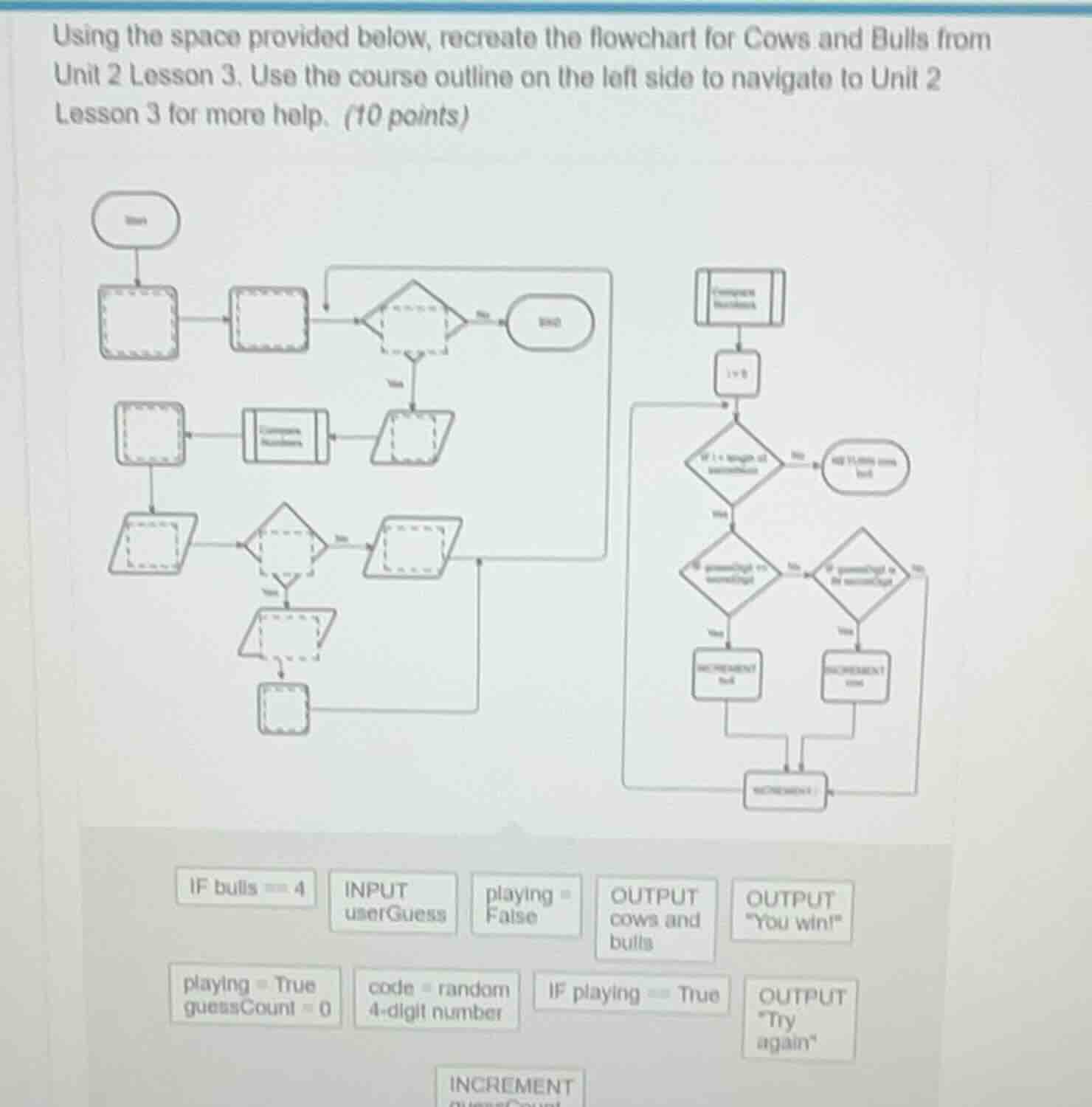 using the space provided below, recreate the flowchart for cows and bul…