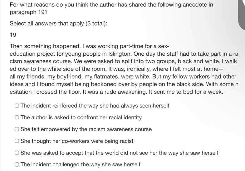 for what reasons do you think the author has shared the following anecd…