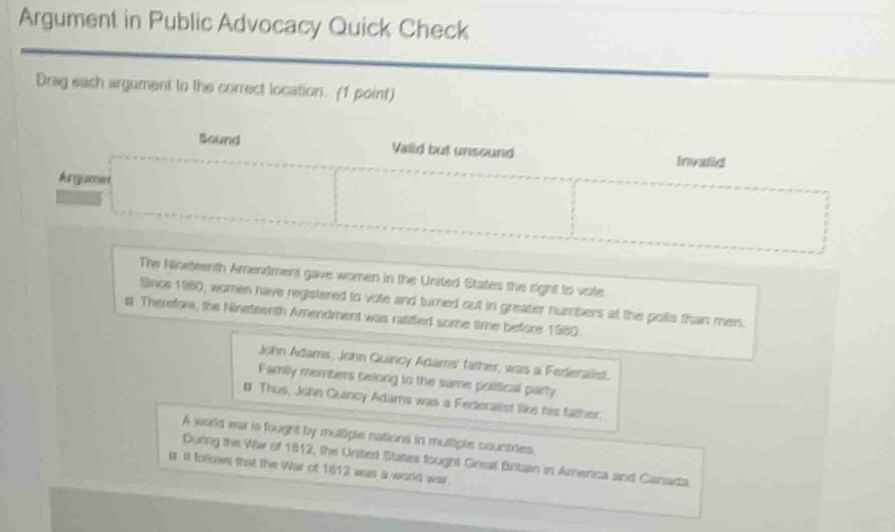 argument in public advocacy quick check drag each argument to the corre…