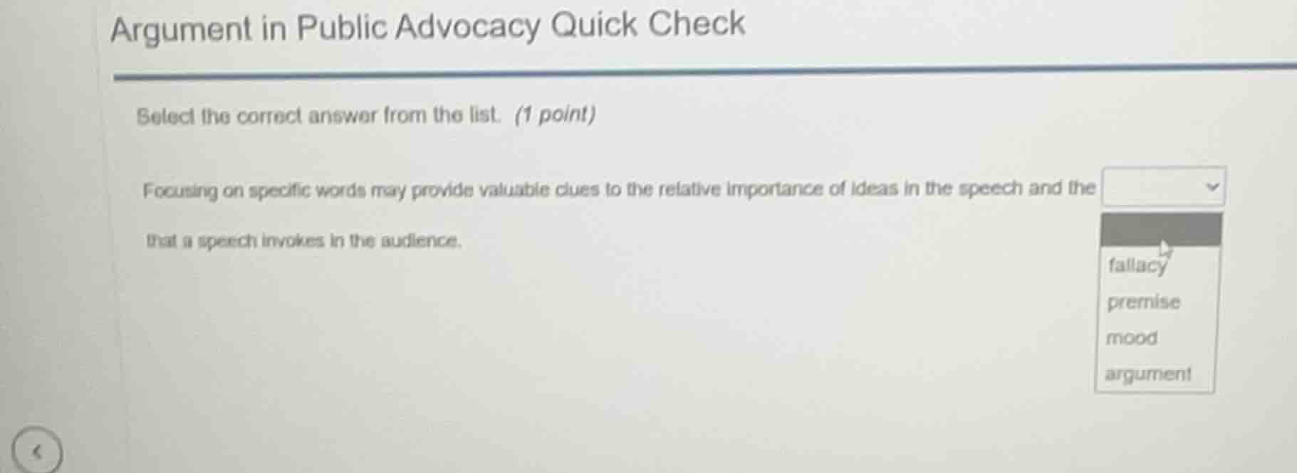 argument in public advocacy quick check select the correct answer from …