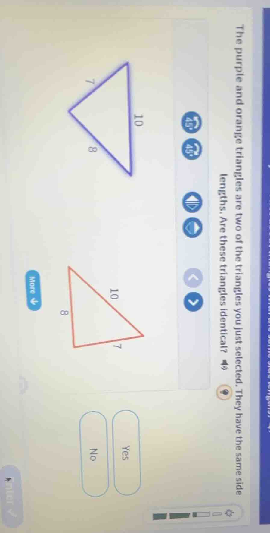 the purple and orange triangles are two of the triangles you just selec…