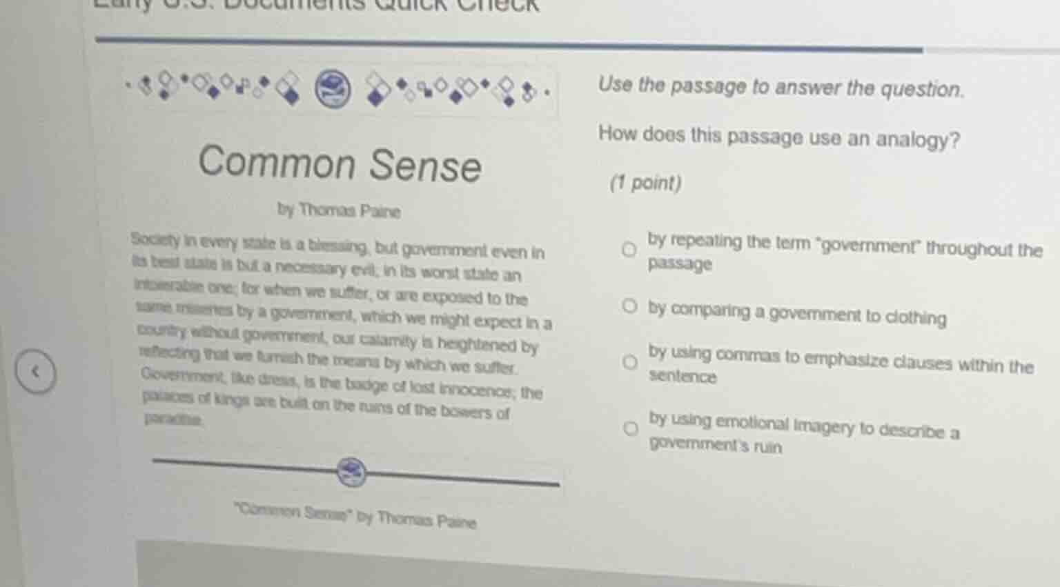 early u.s. documents quick check common sense by thomas paine society i…
