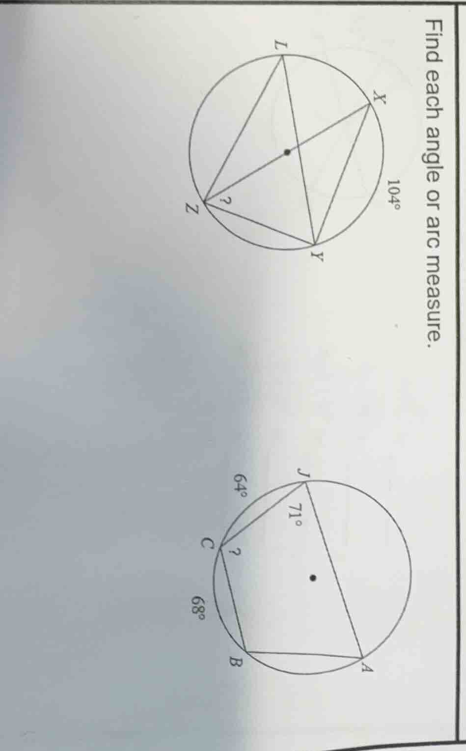 find each angle or arc measure.