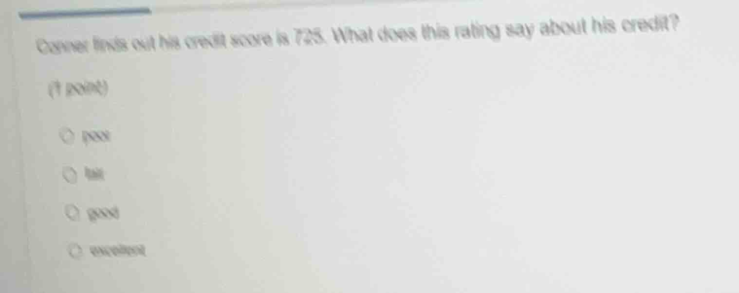 owen finds out his credit score is 725. what does this rating say about…