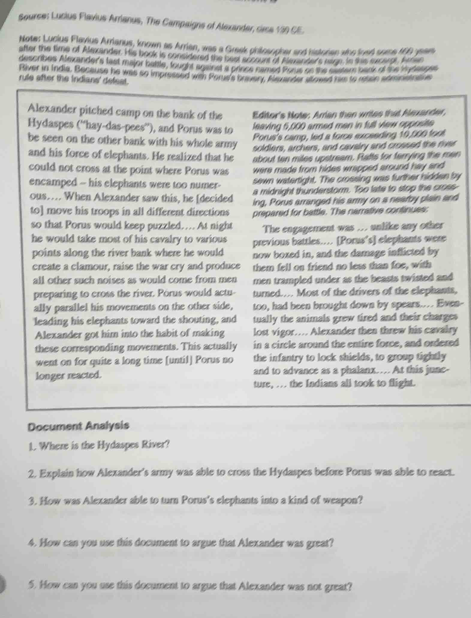 source: lucius flavius arrianus, the campaigns of alexander, circa 190 …