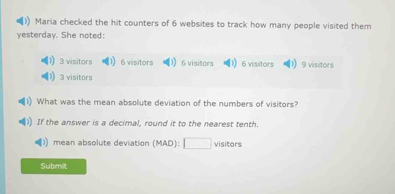 maria checked the hit counters of 6 websites to track how many people v…