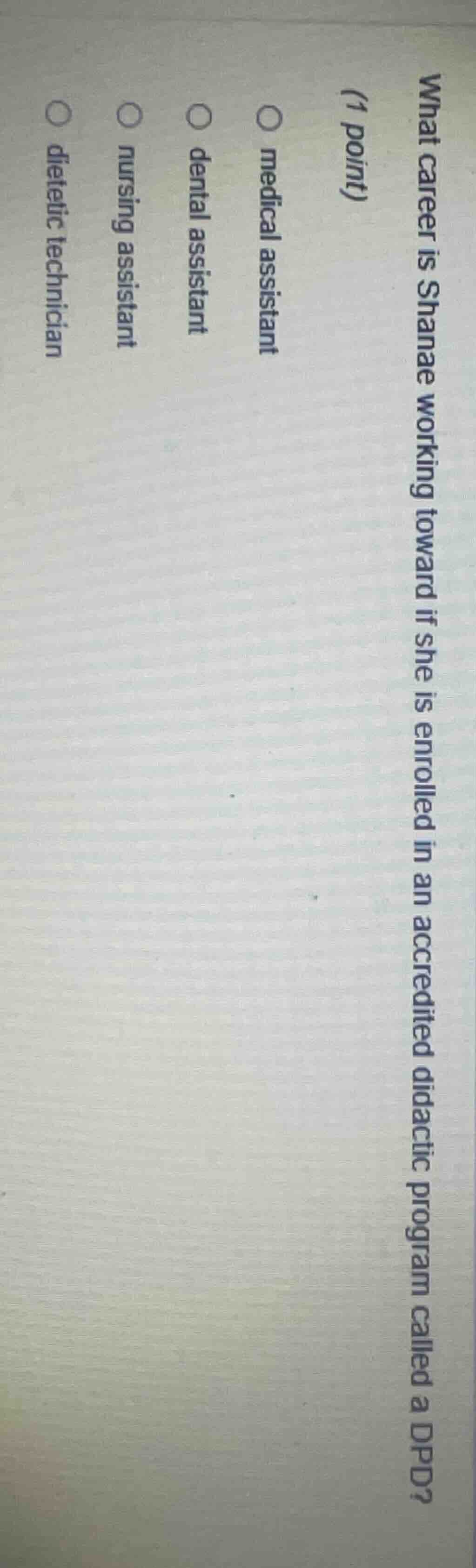 what career is shanae working toward if she is enrolled in an accredite…