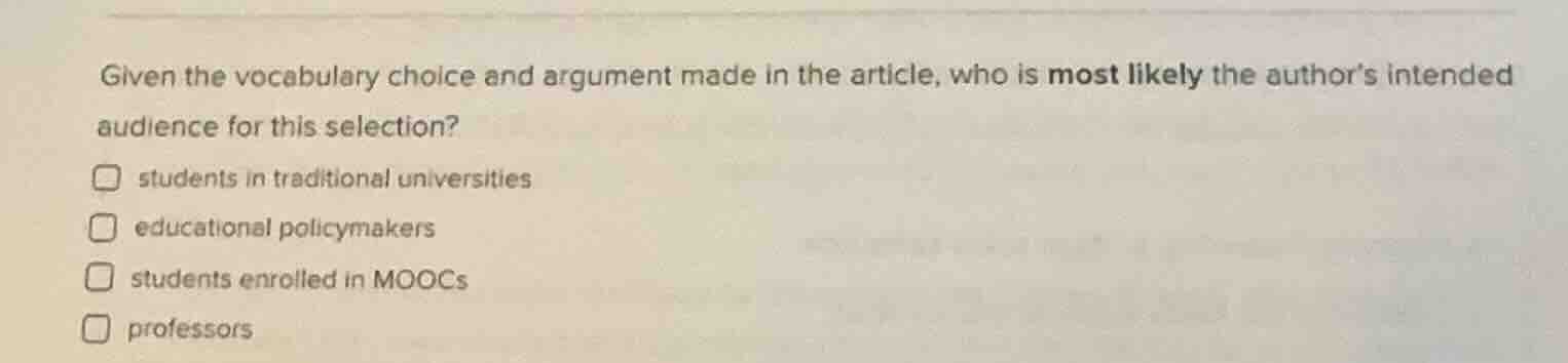 given the vocabulary choice and argument made in the article, who is mo…