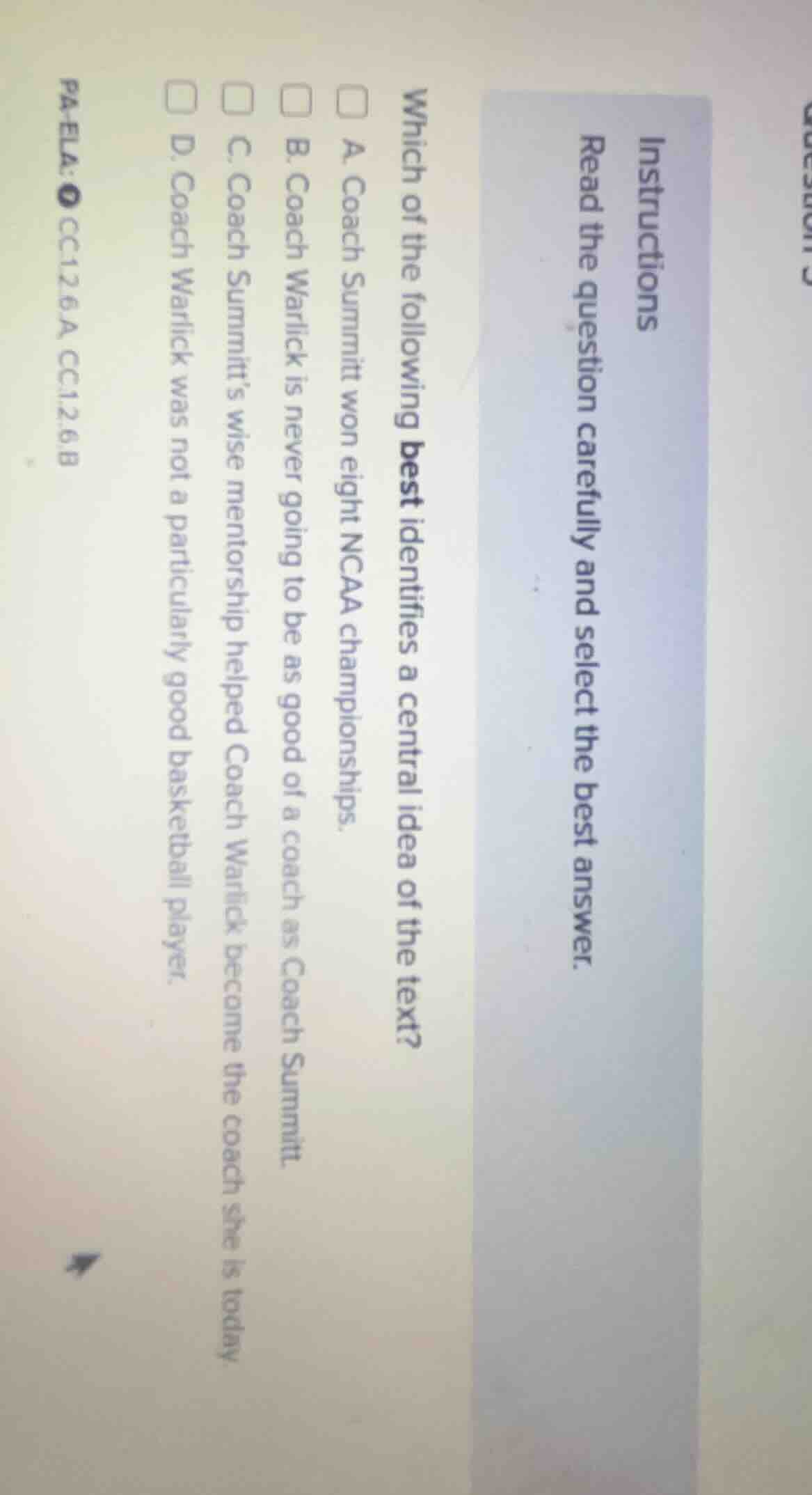 instructions read the question carefully and select the best answer. wh…