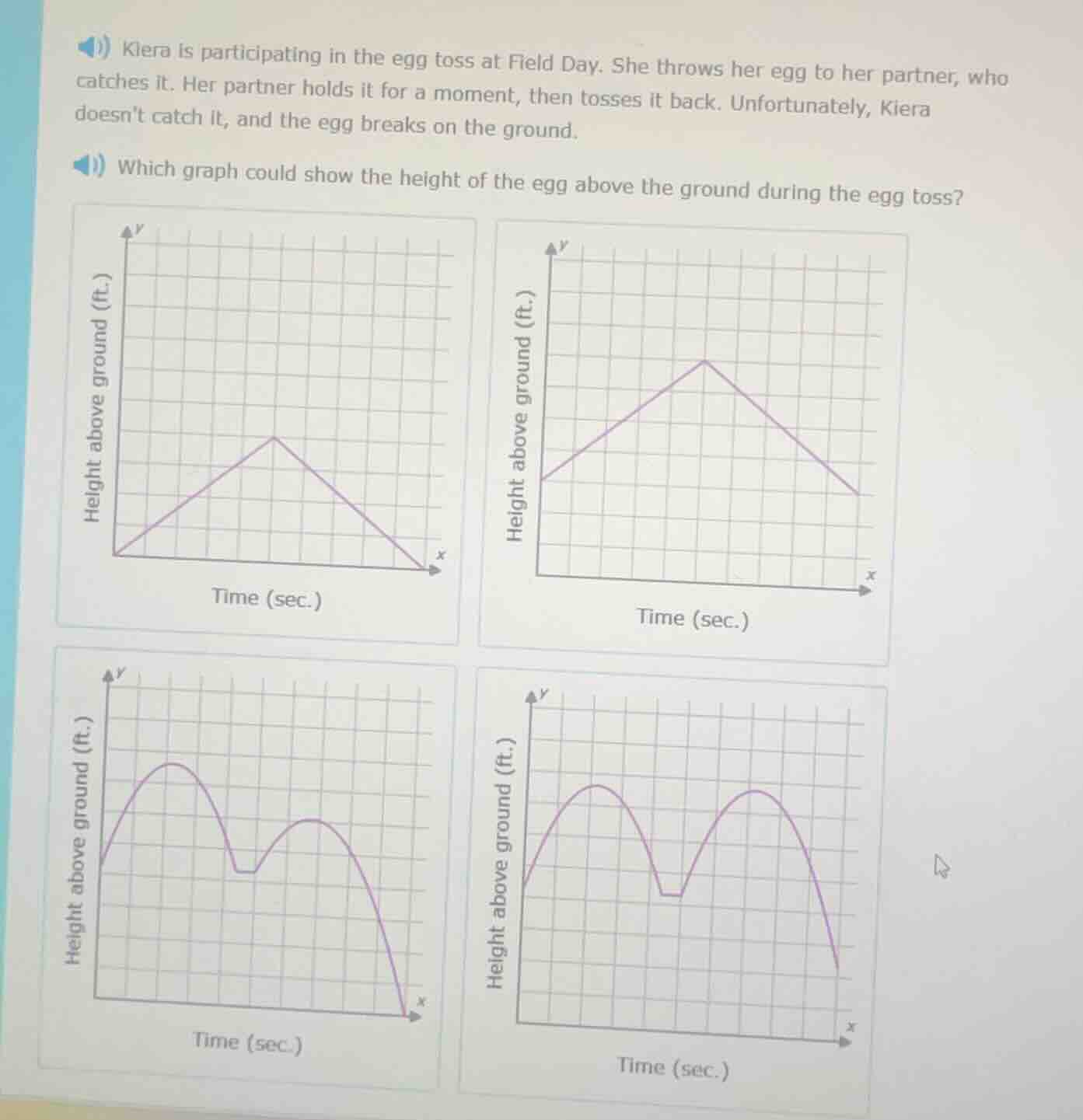 kiera is participating in the egg toss at field day. she throws her egg…