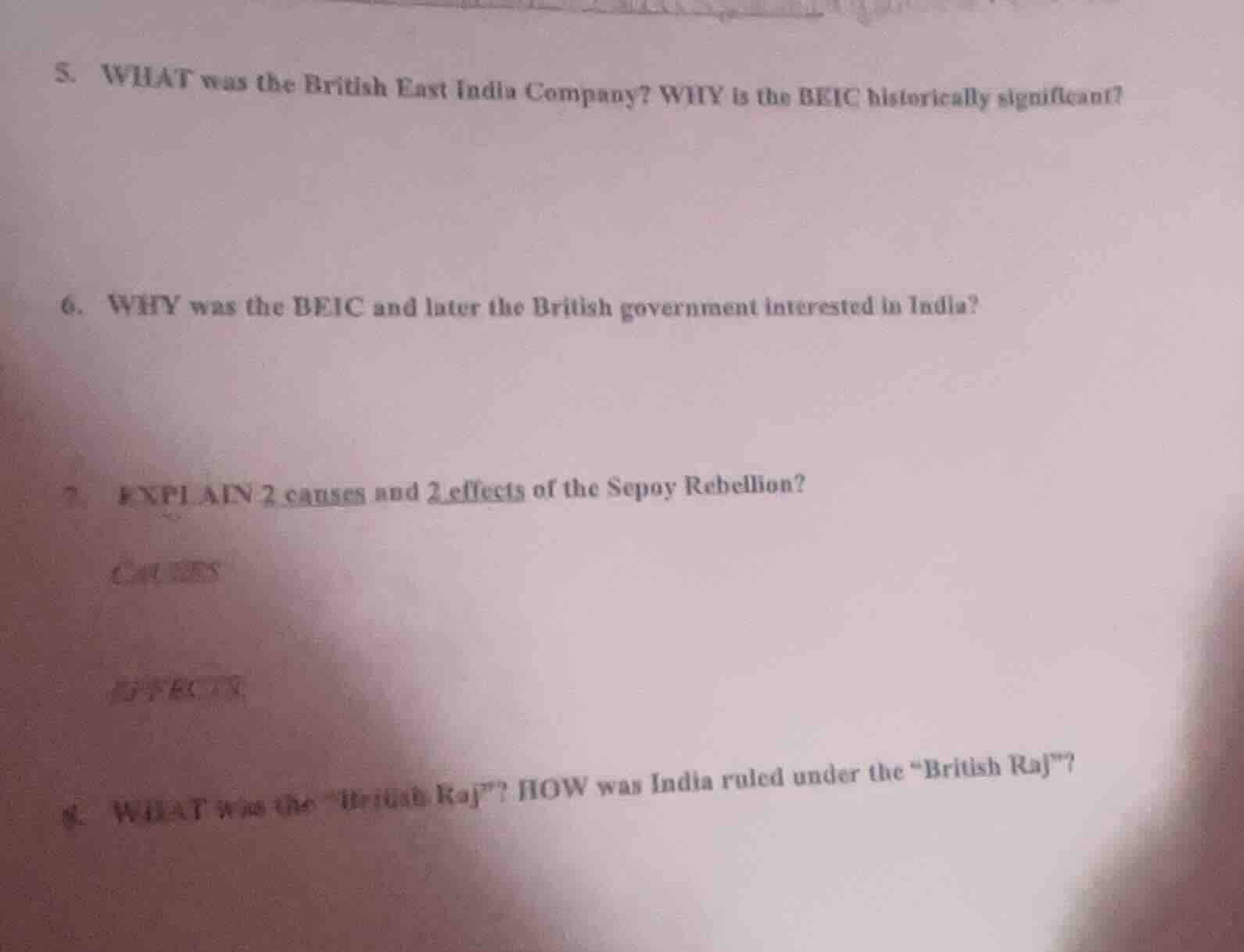 5. what was the british east india company? why is the beic historicall…