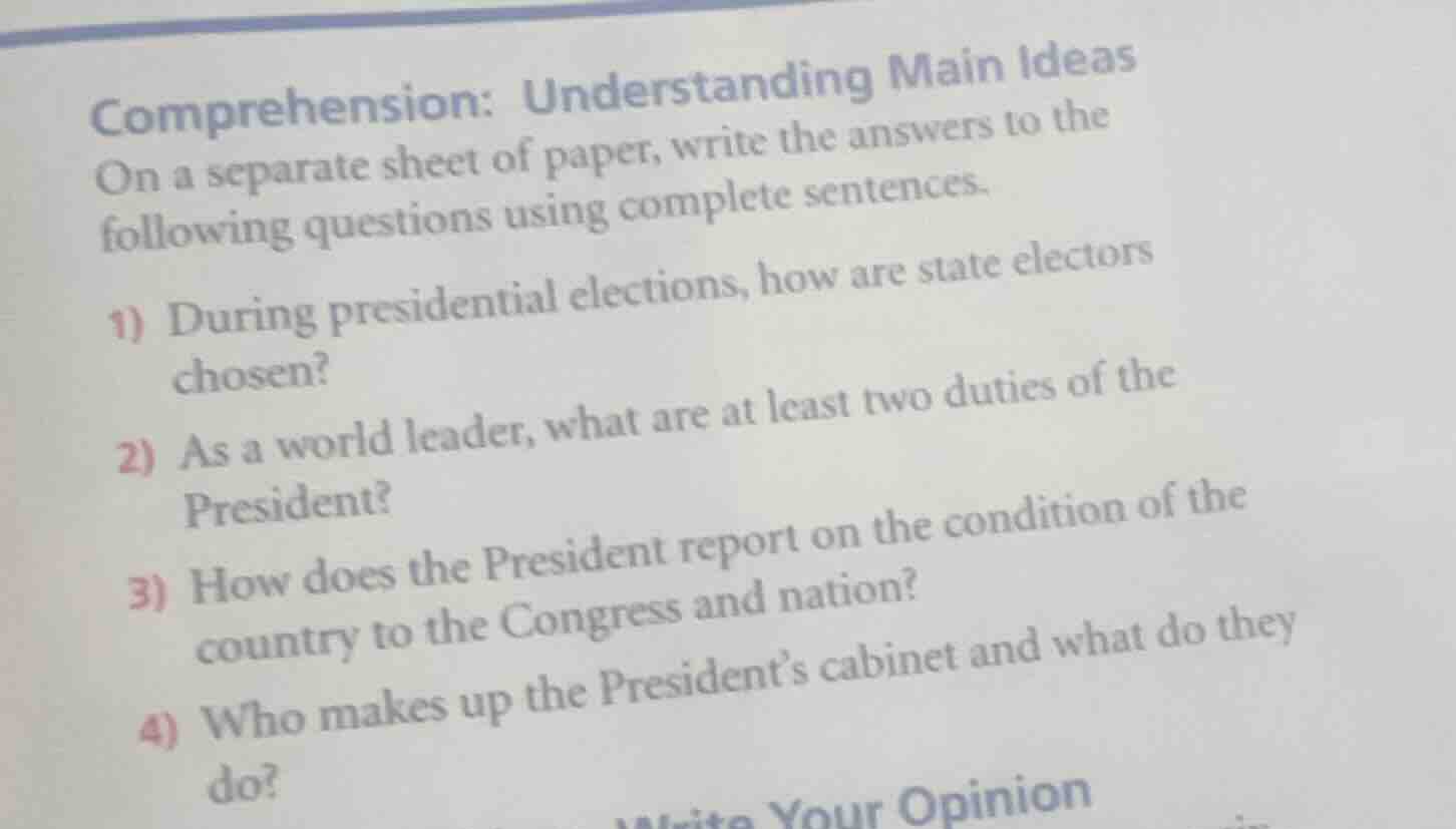comprehension: understanding main ideas on a separate sheet of paper, w…