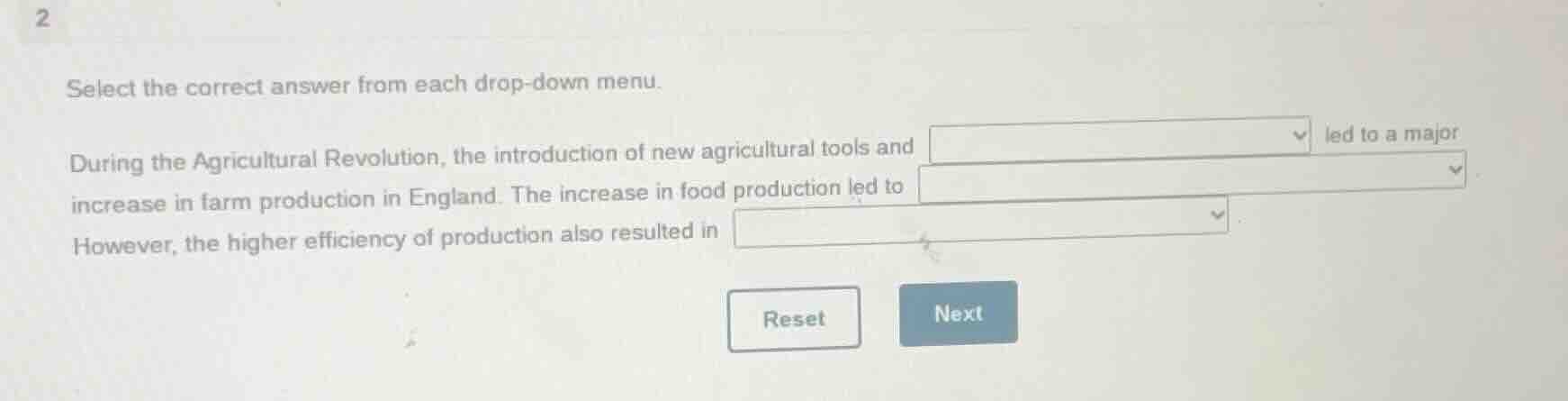 select the correct answer from each drop - down menu. during the agricu…