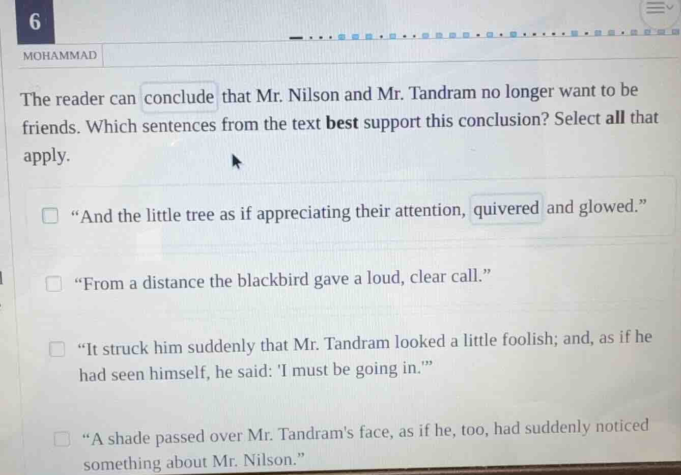 6 mohammad the reader can conclude that mr. nilson and mr. tandram no l…
