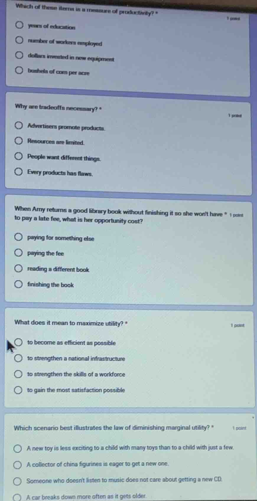 which of these items is a measure of productivity? - years of education…