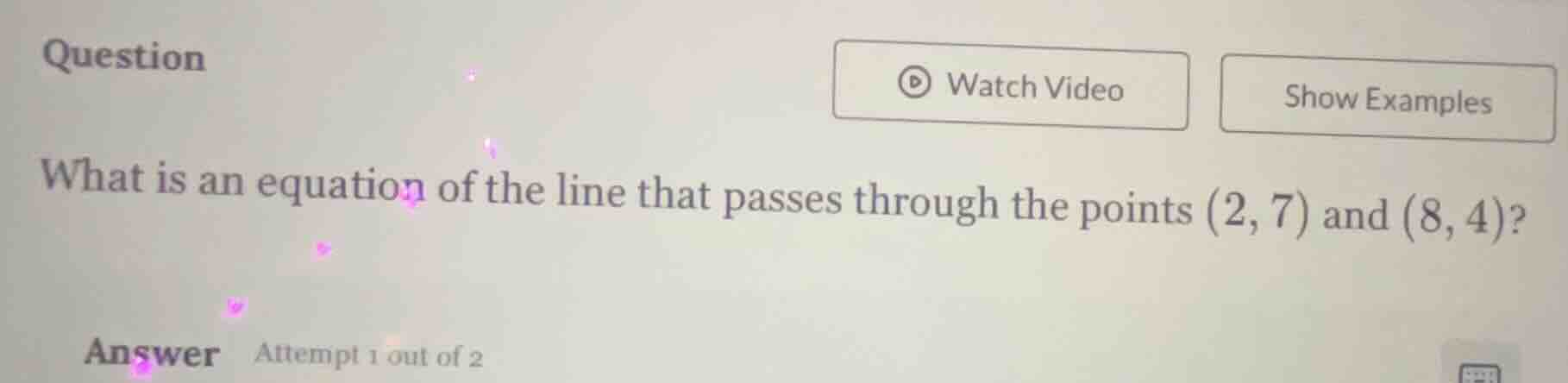question what is an equation of the line that passes through the points…