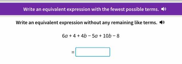 write an equivalent expression with the fewest possible terms. write an…